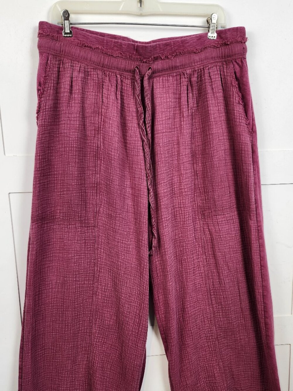 Anthropologie Daily Practice Pink Muslin Yoga Pants Drawstring Relaxed Size L - Picture 2 of 14